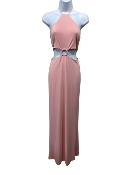 Alice & Olivia Size 4 Baby Pink Polyester Blend Sleeveless Cut Outs Halter Gown Baby Pink / 4