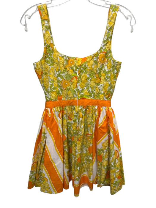 J Crew Size 2 Yellow & Green Print Cotton Floral Sleeveless Dress Yellow & Green Print / 2