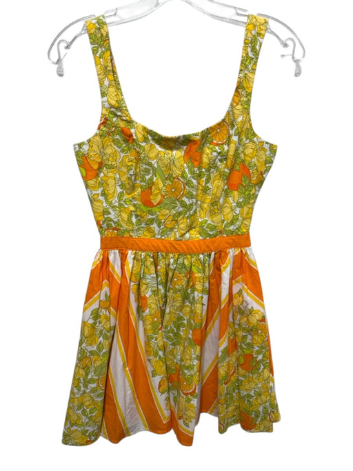 J Crew Size 2 Yellow & Green Print Cotton Floral Sleeveless Dress Yellow & Green Print / 2