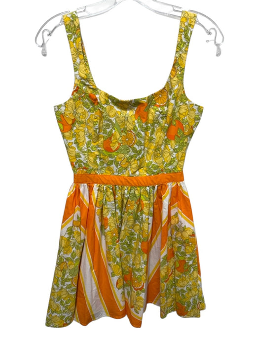 J Crew Size 2 Yellow & Green Print Cotton Floral Sleeveless Dress Yellow & Green Print / 2
