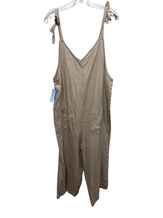 Hatch Size 2/M Beige Cotton Blend Sleeveless Maternity Jumpsuit Beige / 2/M