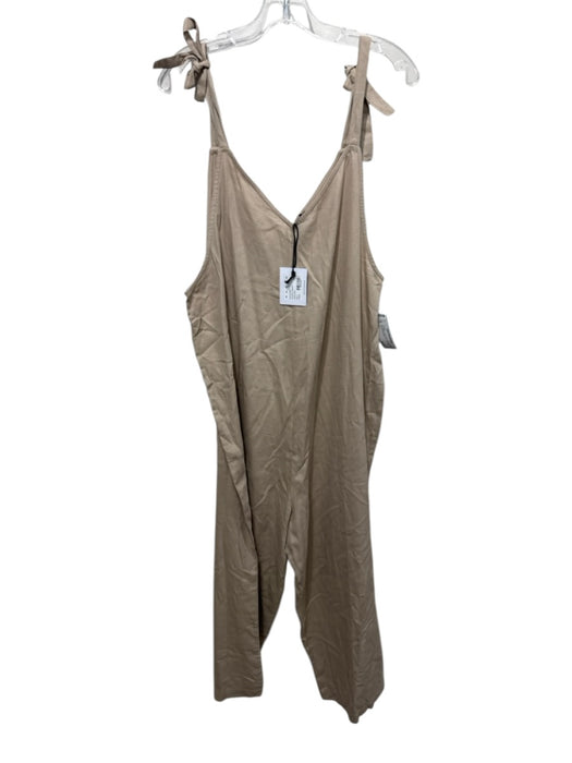 Hatch Size 2/M Beige Cotton Blend Sleeveless Maternity Jumpsuit Beige / 2/M