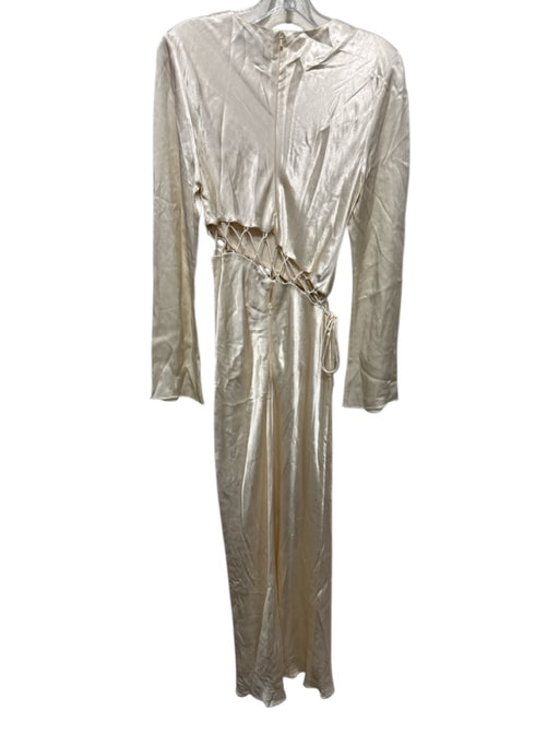 Shona Joy Size 6 Ivory Viscose Blend Long Sleeve Cut Outs Gown Ivory / 6