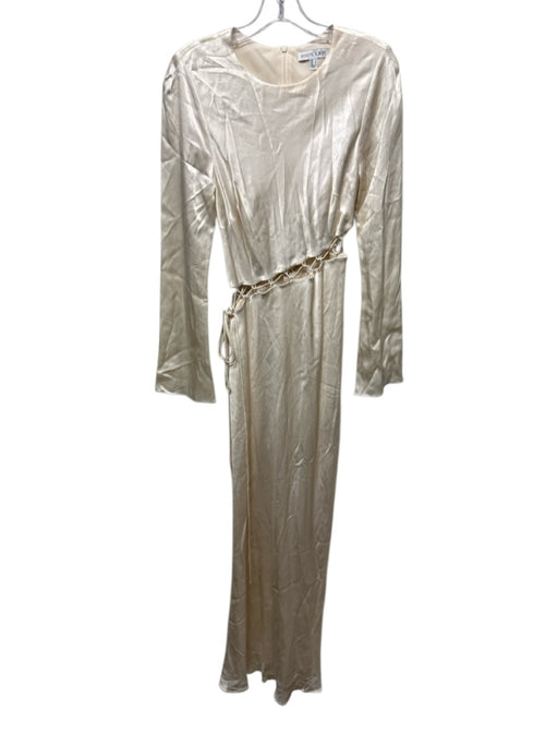 Shona Joy Size 6 Ivory Viscose Blend Long Sleeve Cut Outs Gown Ivory / 6