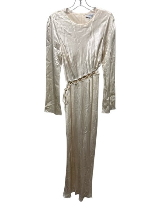 Shona Joy Size 6 Ivory Viscose Blend Long Sleeve Cut Outs Gown Ivory / 6