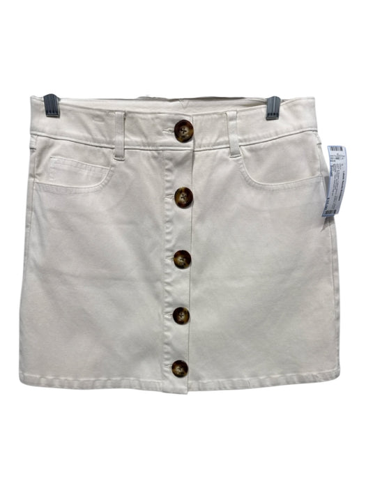 Spanx Size Small Ivory & Brown Cotton Blend Button Front Mini Stretch Skirt Ivory & Brown / Small