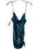 5a7 Cinq a Sept Size 6 Teal Blue Polyester & Silk Velvet Side Ruching Mini Dress Teal Blue / 6