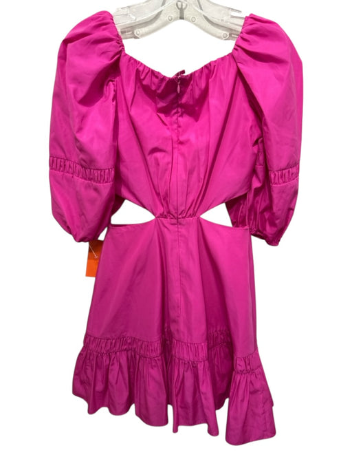 Alexis Size S Hot pink Polyester Short Balloon Sleeve Smocked Detail Dress Hot pink / S