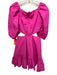 Alexis Size S Hot pink Polyester Short Balloon Sleeve Smocked Detail Dress Hot pink / S