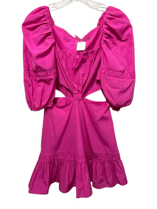 Alexis Size S Hot pink Polyester Short Balloon Sleeve Smocked Detail Dress Hot pink / S