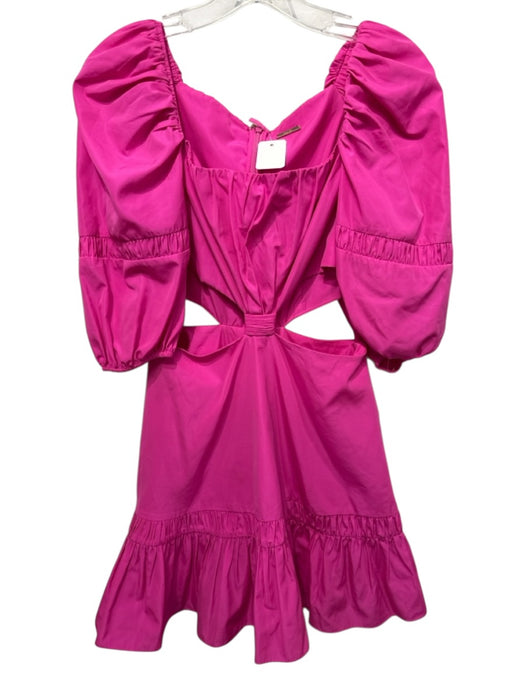 Alexis Size S Hot pink Polyester Short Balloon Sleeve Smocked Detail Dress Hot pink / S