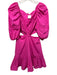 Alexis Size S Hot pink Polyester Short Balloon Sleeve Smocked Detail Dress Hot pink / S