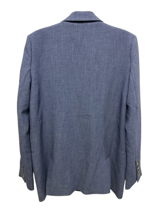 Maeve Size 00 Blue Polyester Chambray Double Breast Wide Collar Blazer Jacket Blue / 00