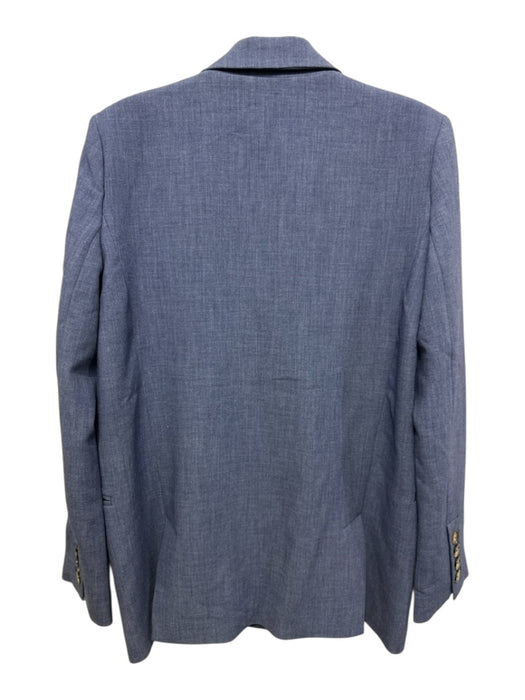 Maeve Size 00 Blue Polyester Chambray Double Breast Wide Collar Blazer Jacket Blue / 00