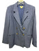 Maeve Size 00 Blue Polyester Chambray Double Breast Wide Collar Blazer Jacket Blue / 00