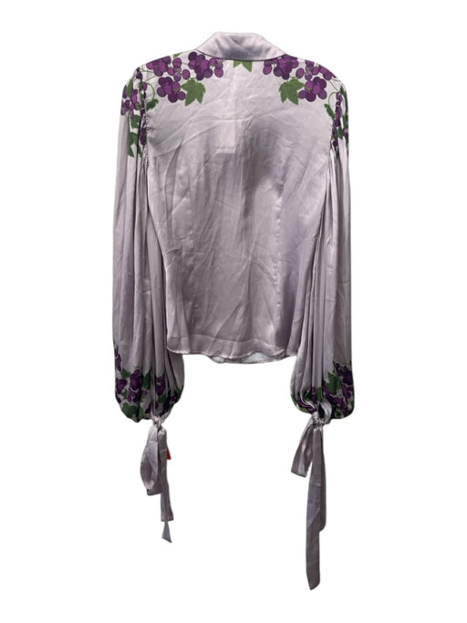 Andrea Iyamah Size L Lavender, Green, Purple Polyester Satin grape vines Top Lavender, Green, Purple / L