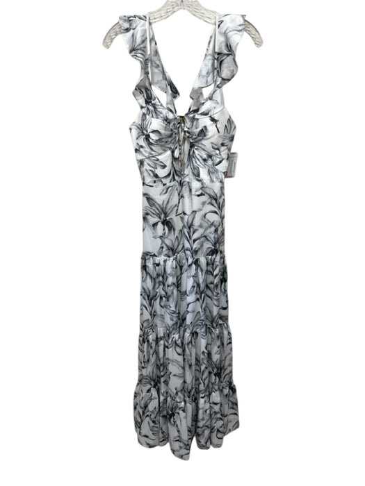 Significant Other Size 2 White & Gray Polyester Sleeveless Keyhole Midi Dress White & Gray / 2