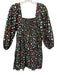 CROSBY by Mollie Burch Size S Black & Multi Cotton Long puff sleeve Floral Dress Black & Multi / S