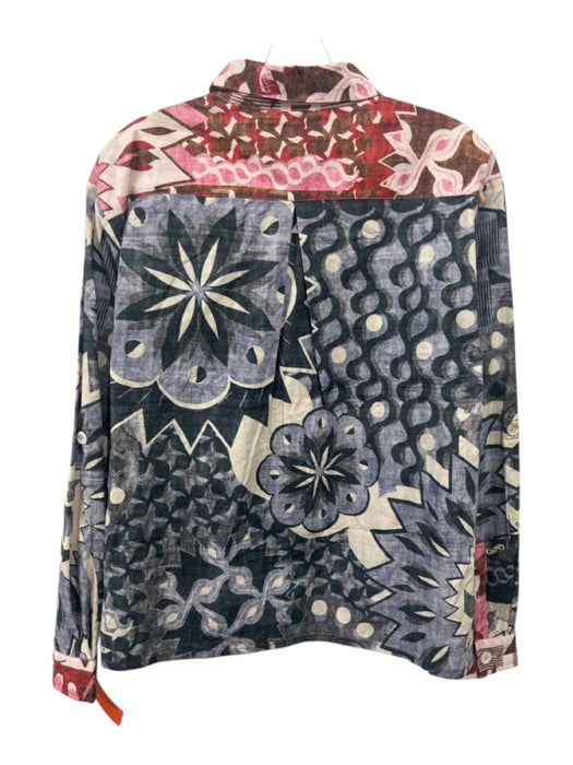 Chufy Size S Blue, Black, Red Cotton Long Sleeve Geometric Boxy Pockets Top Blue, Black, Red / S