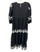 Caroline Constas Size 4 Black & White Linen Blend Long puff sleeve Tiered Dress Black & White / 4