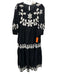 Caroline Constas Size 4 Black & White Linen Blend Long puff sleeve Tiered Dress Black & White / 4