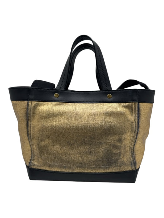Tom Ford Gold & Black Coated Denim Leather trim Metallic Magnetic Closure Bag Gold & Black / S