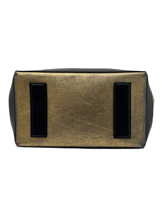 Tom Ford Gold & Black Coated Denim Leather trim Metallic Magnetic Closure Bag Gold & Black / S