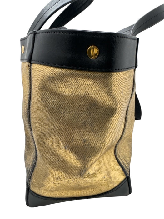 Tom Ford Gold & Black Coated Denim Leather trim Metallic Magnetic Closure Bag Gold & Black / S