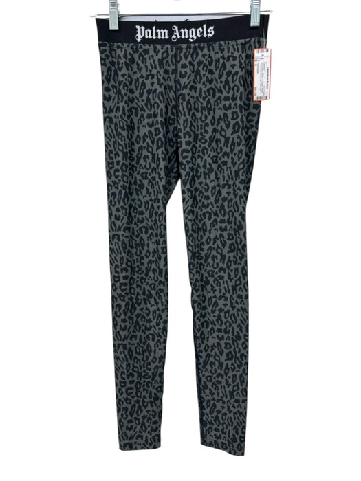 Palm Angels Size S Olive Green & Black Polyester Animal Print Logo Leggings Olive Green & Black / S