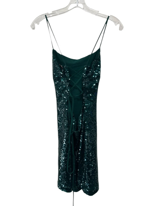 Zara Size XS Emerald Green Polyester Fully Sequined Strappy Back Mini Dress Emerald Green / XS