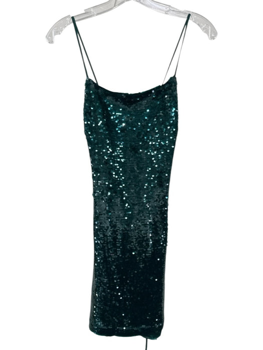 Zara Size XS Emerald Green Polyester Fully Sequined Strappy Back Mini Dress Emerald Green / XS