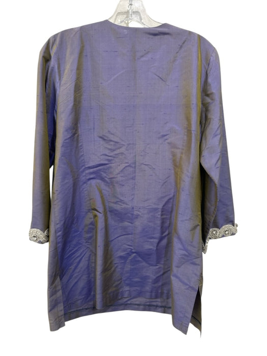 D. Dream Atelier Size M Purple, Green, Silver Silk Beaded Tunic Top Purple, Green, Silver / M