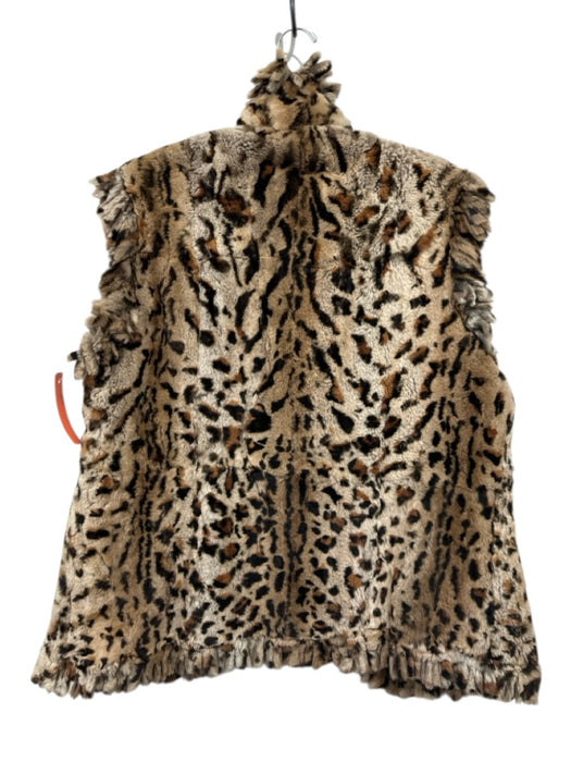 No Brand Tan & black Rabbit Fur Reversible Animal Print Vest Tan & black