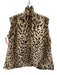 No Brand Tan & black Rabbit Fur Reversible Animal Print Vest Tan & black