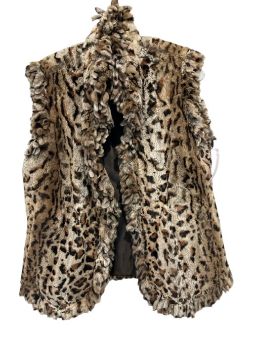 No Brand Tan & black Rabbit Fur Reversible Animal Print Vest Tan & black