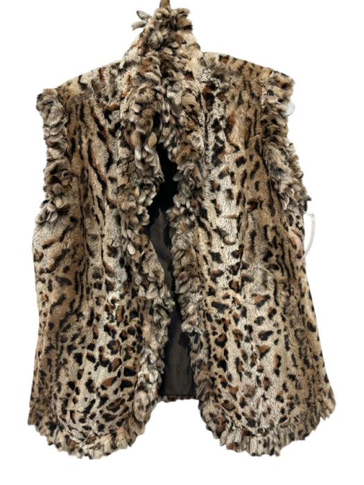 No Brand Tan & black Rabbit Fur Reversible Animal Print Vest Tan & black