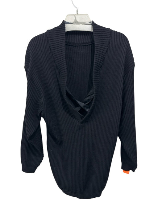 Gianfranco Ferre Size S / 40 Black Wool Ribbed V Neck Long Sleeve Sweater Black / S / 40