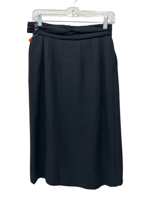 Giorgio Armani Size S / 42 Black Wool Side Zip Pockets Bow Below the Knee Skirt Black / S / 42