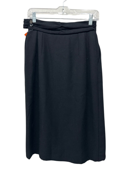 Giorgio Armani Size S / 42 Black Wool Side Zip Pockets Bow Below the Knee Skirt Black / S / 42