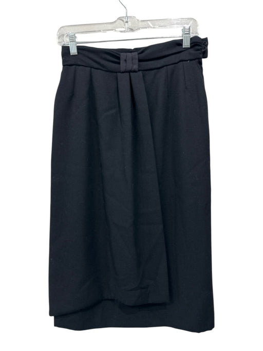 Giorgio Armani Size S / 42 Black Wool Side Zip Pockets Bow Below the Knee Skirt Black / S / 42