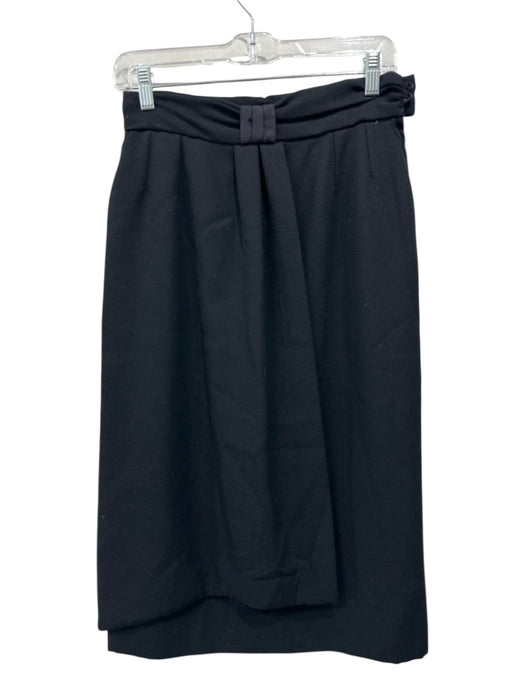 Giorgio Armani Size S / 42 Black Wool Side Zip Pockets Bow Below the Knee Skirt Black / S / 42