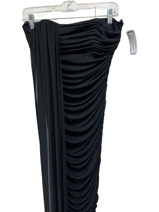 Nana Jacqueline Size L Black Polyester Sleeveless Back Zip Ruched Mesh Dress Black / L