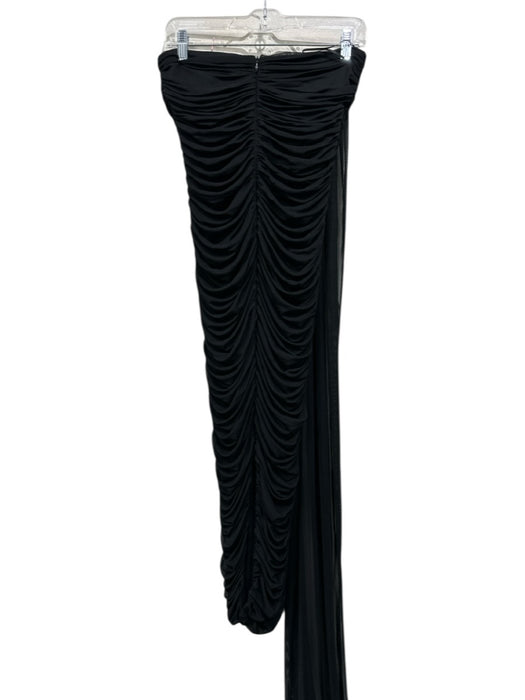 Nana Jacqueline Size L Black Polyester Sleeveless Back Zip Ruched Mesh Dress Black / L