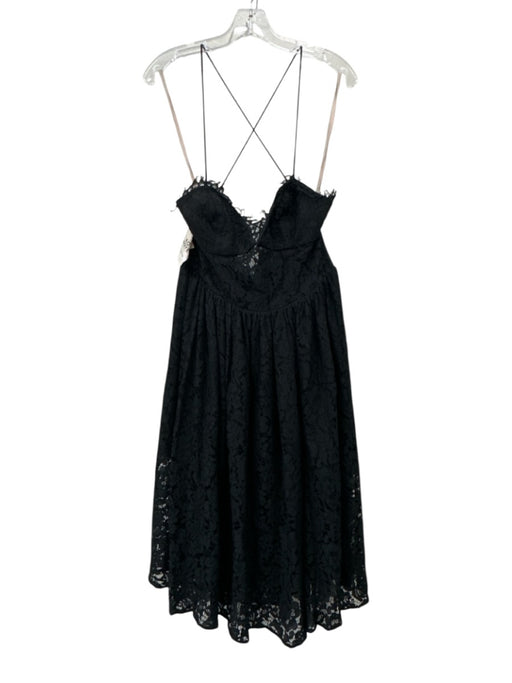 Fame & Partners Size 10 Black Nylon & Cotton Floral Lace Spaghetti Strap Dress Black / 10