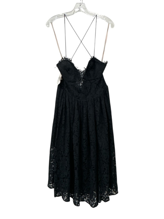 Fame & Partners Size 10 Black Nylon & Cotton Floral Lace Spaghetti Strap Dress Black / 10