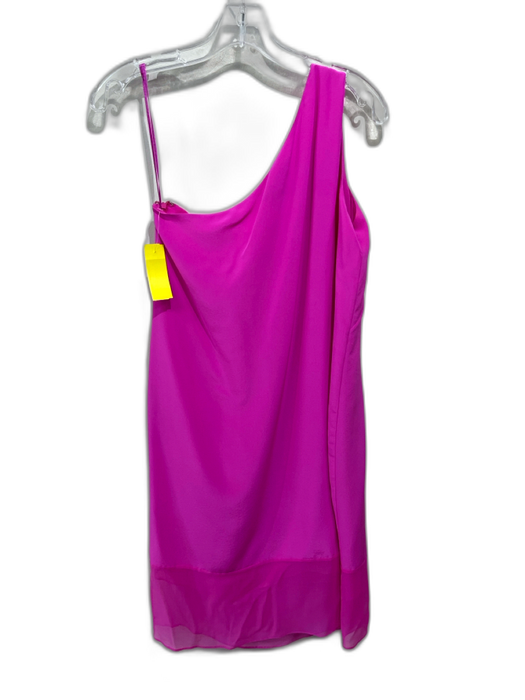 Tibi Size 6 Pink Fuschia Silk One Shoulder Sleeveless Dress Pink Fuschia / 6
