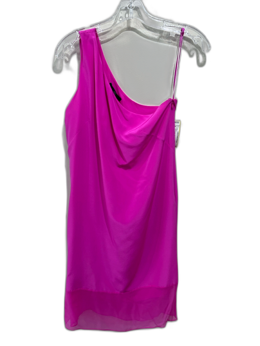 Tibi Size 6 Pink Fuschia Silk One Shoulder Sleeveless Dress Pink Fuschia / 6