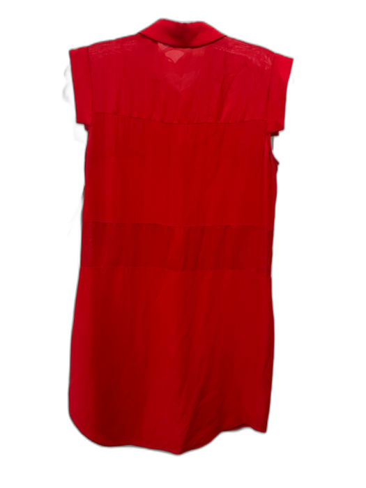 T Alexander Wang Size Small Red Silk Blend Short Sleeve Button Down Dress Red / Small
