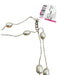 White & Silver 925 Silver Pearls Chain Lobster Long Necklace White & Silver