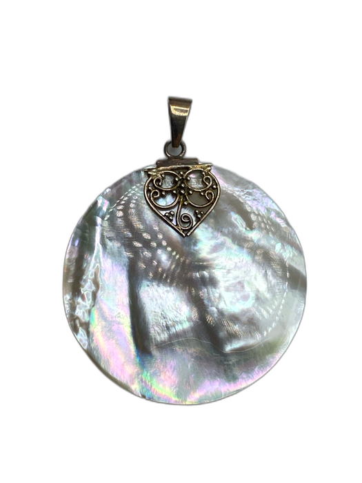 Annika Witt Silver & White 925 Silver Mother of Pearl Disc Filigree Jewelry Set Silver & White